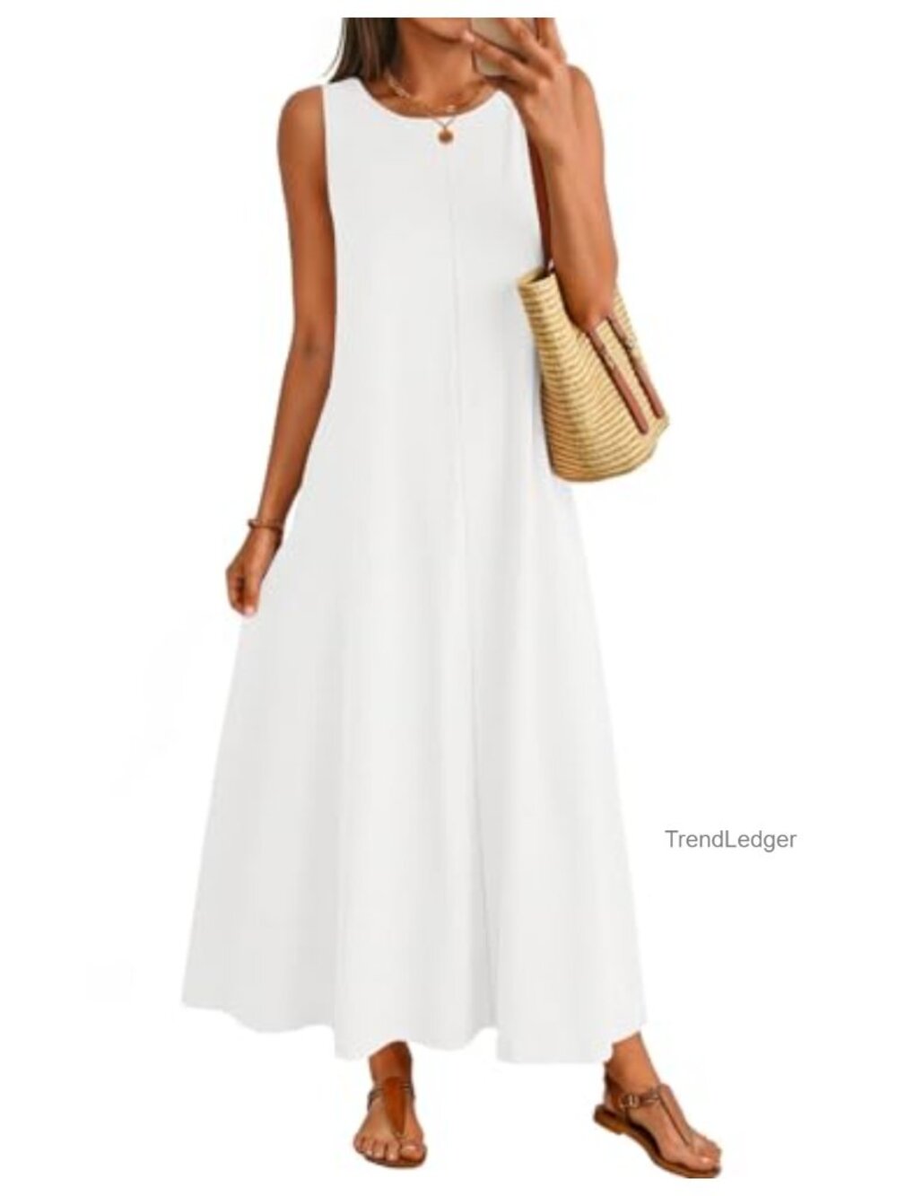 Women's Summer Maxi Dress Sleeveless Cotton Tank Sundress Beach Casual